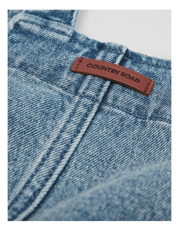 Denim Pinafore in Light Blue Wash image 6