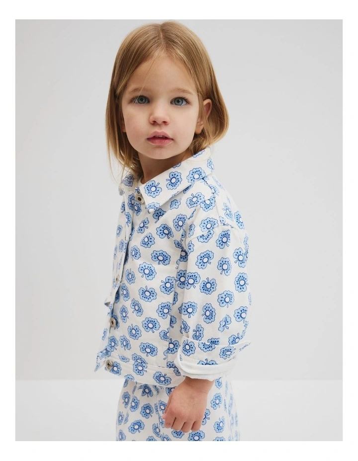Printed Denim Jacket in Sky Poppy image 1