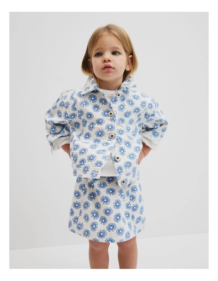 Printed Denim Jacket in Sky Poppy image 3