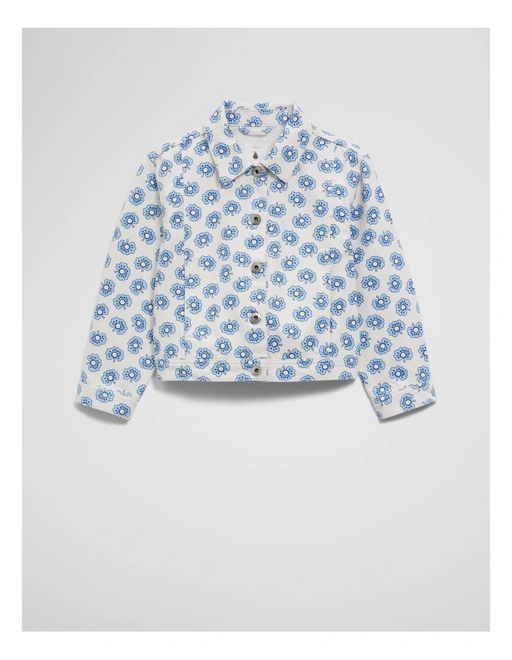 Printed Denim Jacket in Sky Poppy image 4