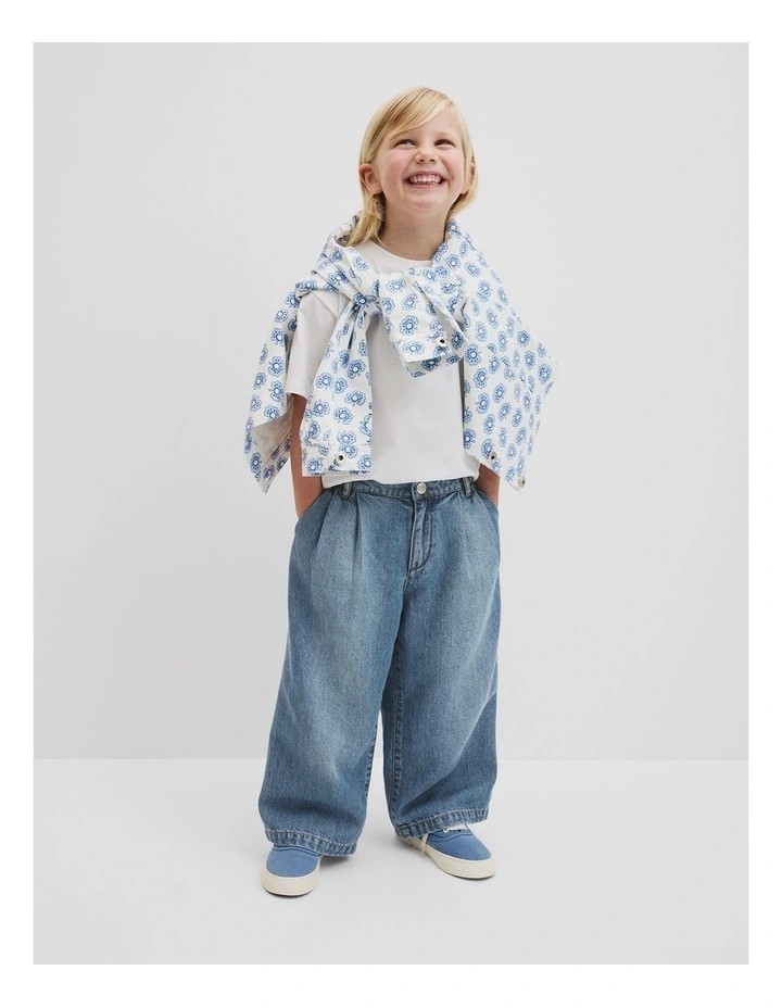 Pleated Jean in Light Blue Wash image 1