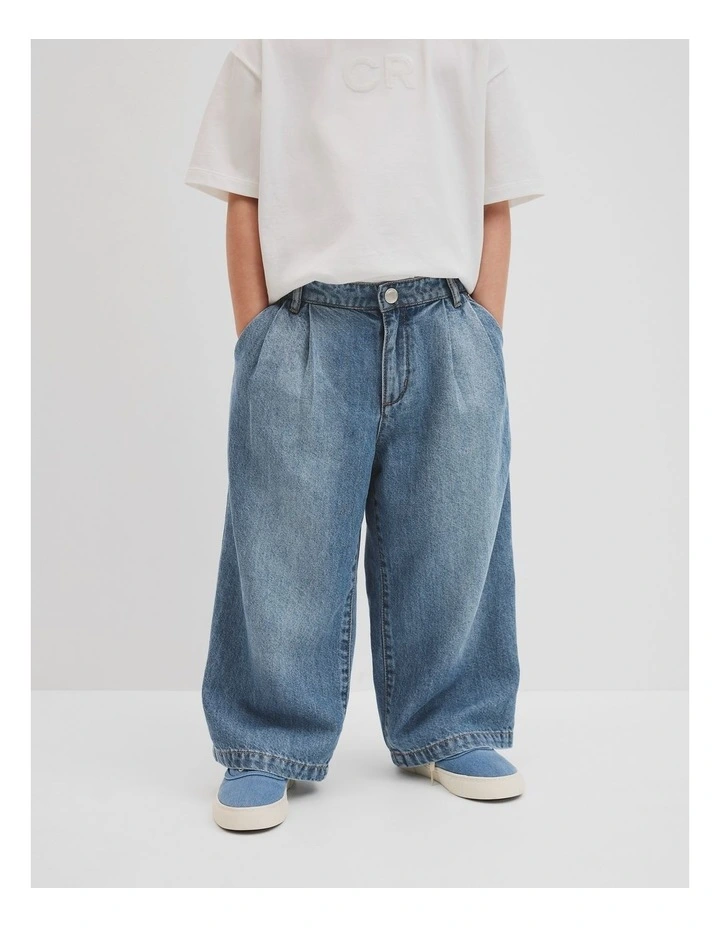 Pleated Jean in Light Blue Wash image 2