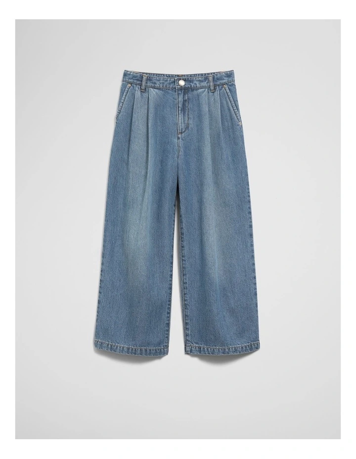 Pleated Jean in Light Blue Wash image 4