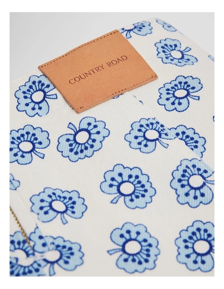 Printed Denim Skirt in Sky Poppy image 2