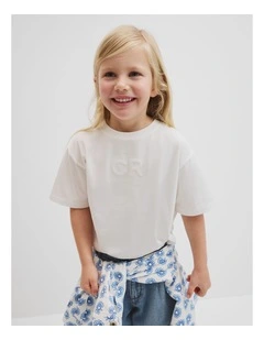 Short Sleeve Sequin Logo T-shirt in Marshmallow