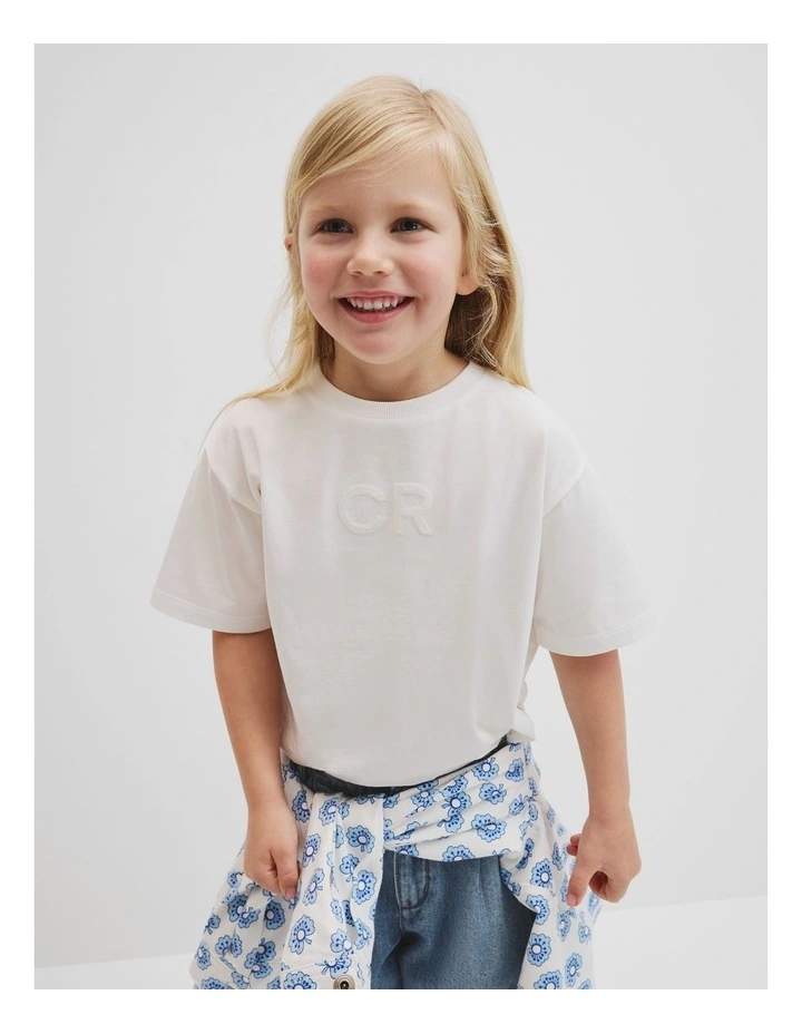 Short Sleeve Sequin Logo T-shirt in Marshmallow image 1