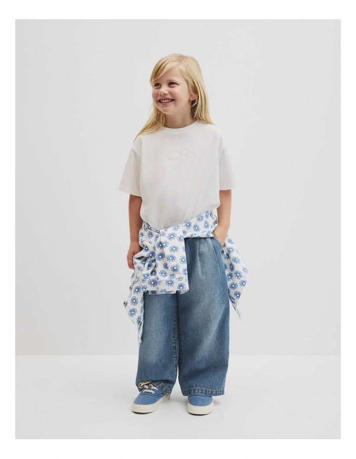 Short Sleeve Sequin Logo T-shirt in Marshmallow image 3