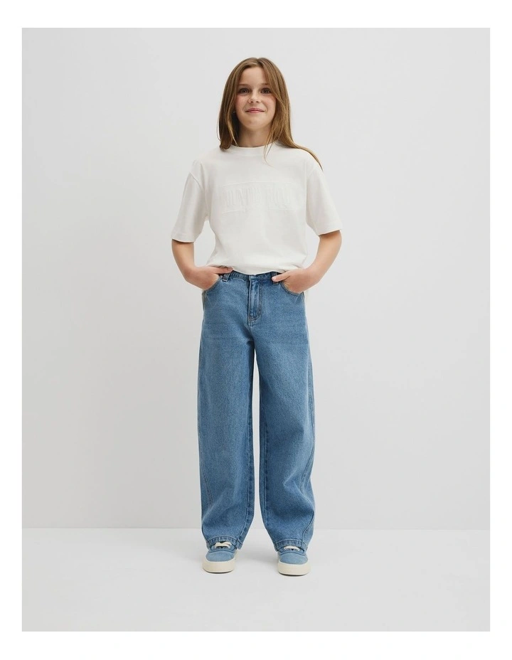 Curved Seam Jean in Light Blue Wash image 1