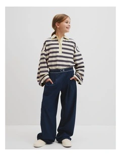 Logo Pull On Pant in Navy