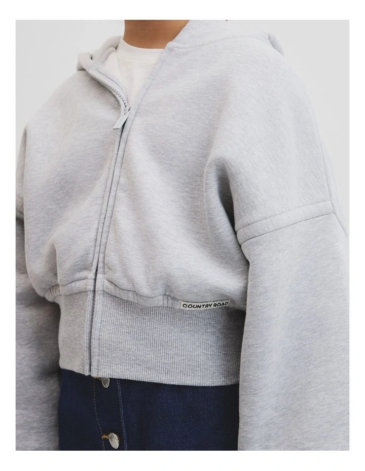 Teen Cropped Zip Through Jacket in Light Grey Marle image 2