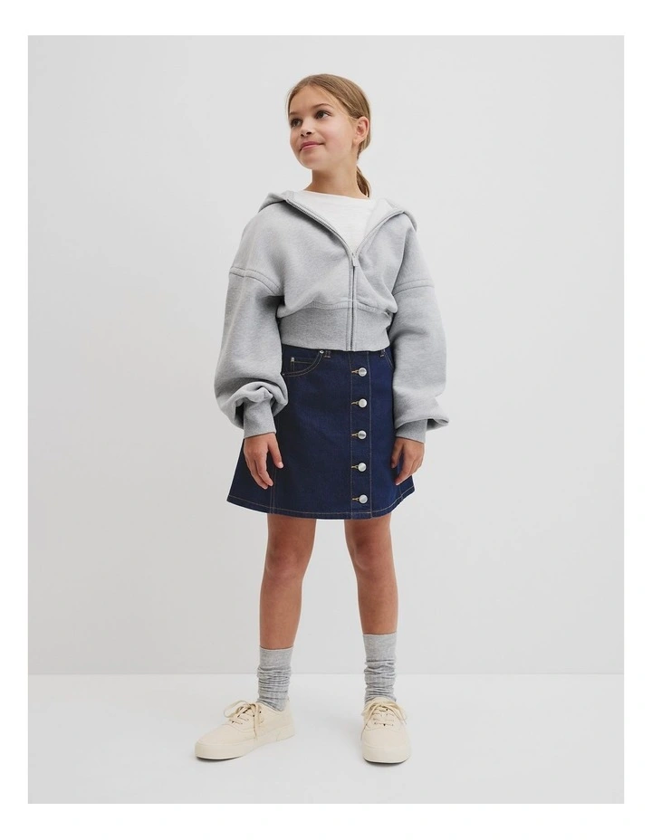 Teen Cropped Zip Through Jacket in Light Grey Marle image 3