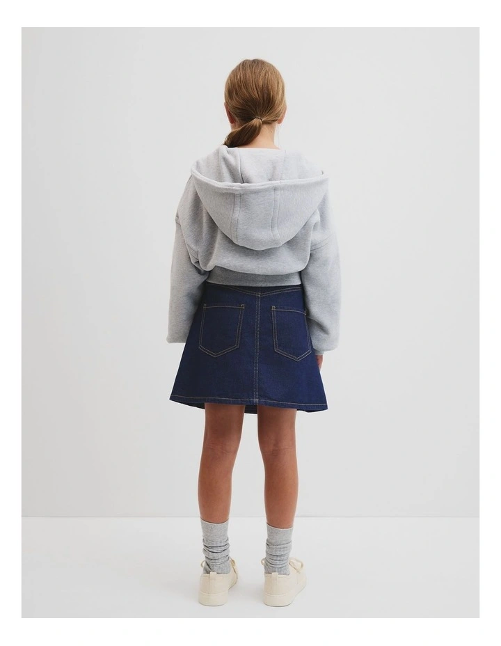 Teen Cropped Zip Through Jacket in Light Grey Marle image 4