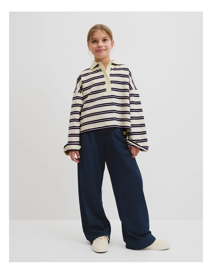 Long Sleeve Stripe Rugby Top in Buttermilk image 3
