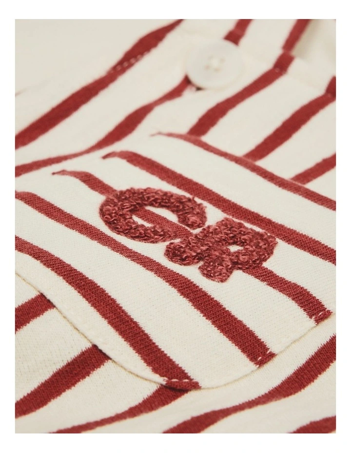 Jersey Short Sleeve Overall Set in Clay Stripe image 2