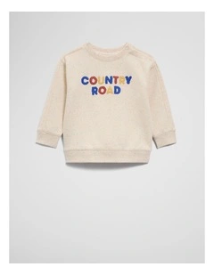 Contrast Boucle Sweat in Oyster Multi