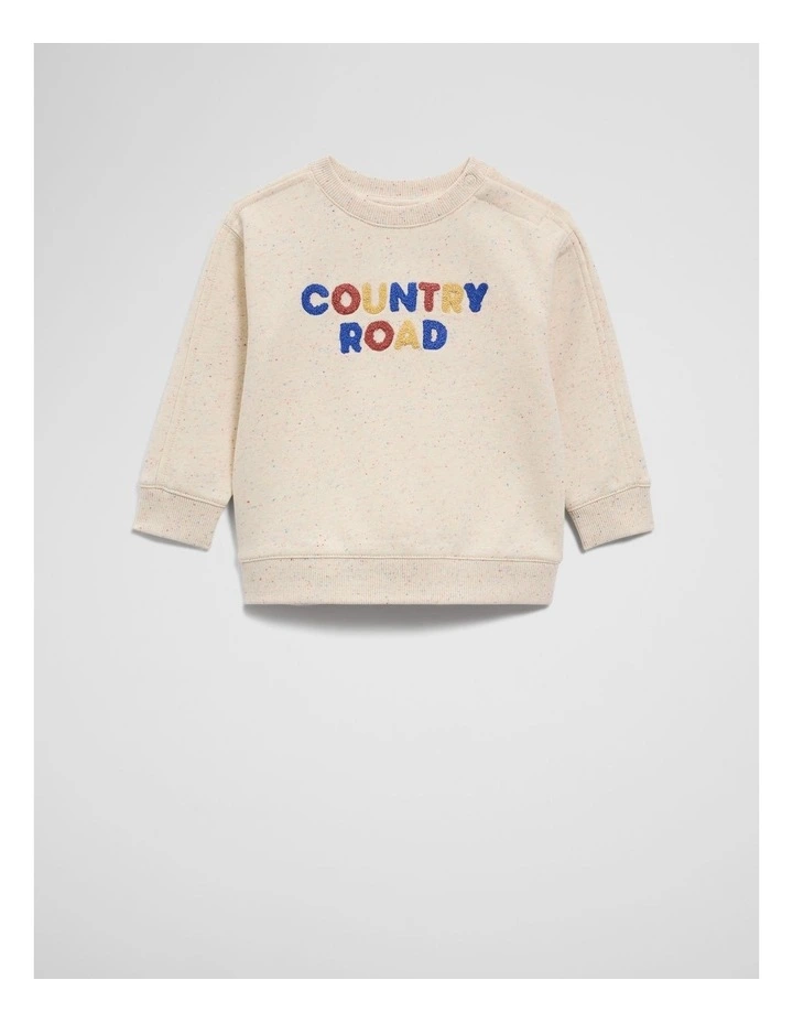Contrast Boucle Sweat in Oyster Multi image 1