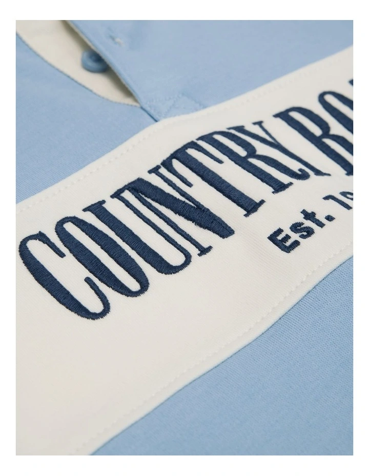 Organically Grown Cotton Logo Rugby T-shirt in Mid Blue image 2