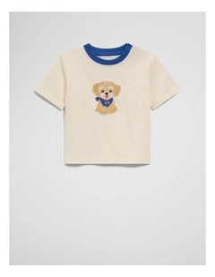Short Sleeve Puppy T-shirt in Oyster