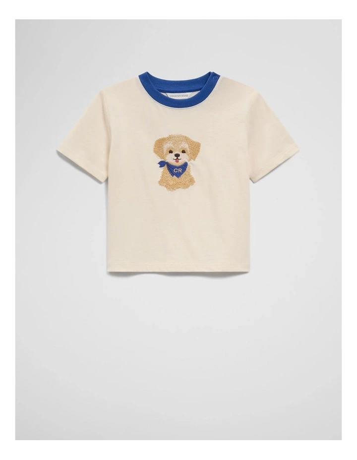 Short Sleeve Puppy T-shirt in Oyster image 1