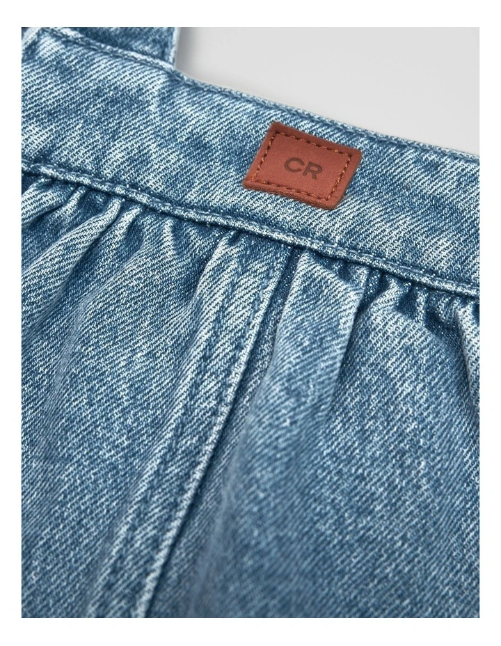 Scallop Denim Pinafore in Light Blue Wash image 5