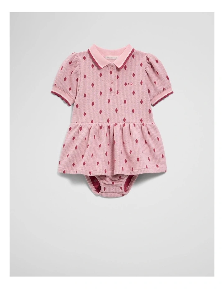 Short Sleeve Jacquard Romper Dress in Blush image 1