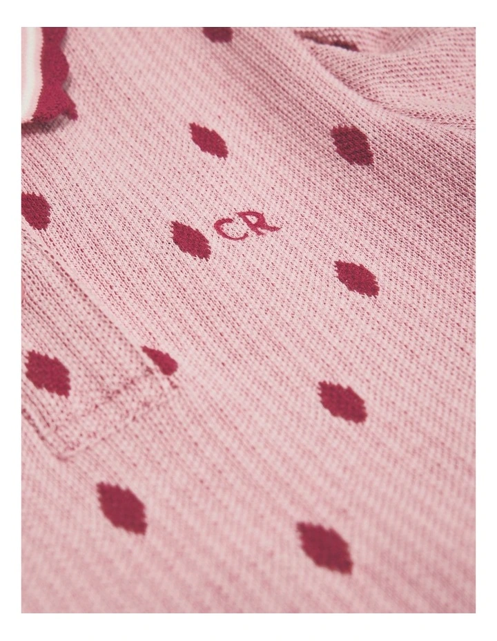 Short Sleeve Jacquard Romper Dress in Blush image 2