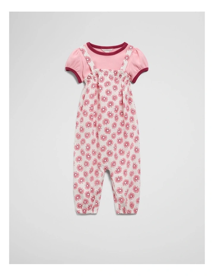 Short Sleeve Printed Overall Set in Vanilla Poppy image 4