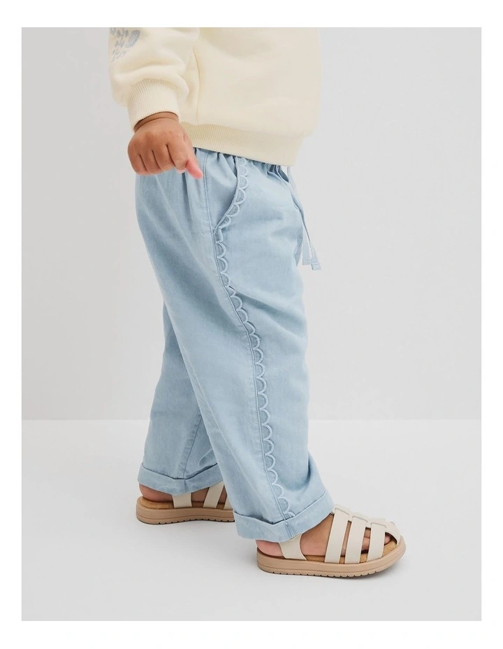 Scalloped Chambray Pant in Light Blue Wash image 2