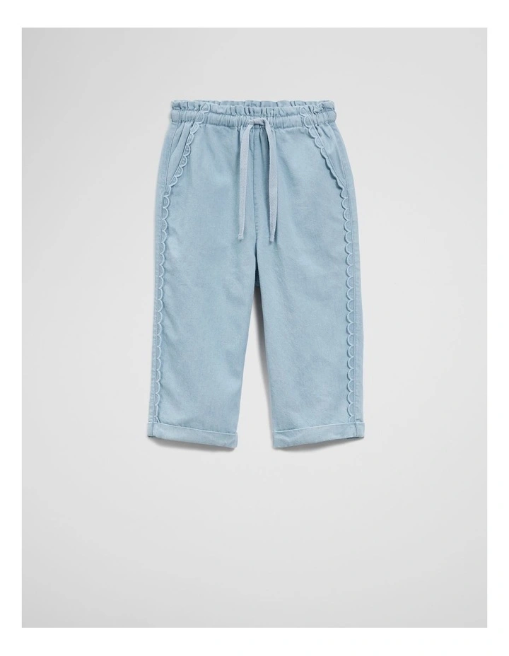 Scalloped Chambray Pant in Light Blue Wash image 3