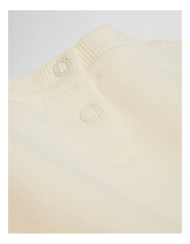Embroidered Sleeve Sweat in Antique White image 5