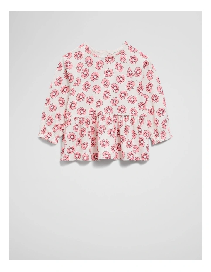 Long Sleeve Raglan Peplum Top in Vanilla Poppy image 1