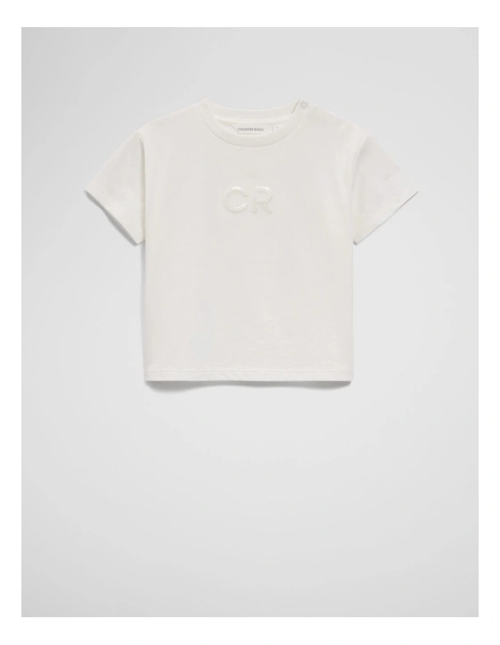 Short Sleeve Sequin Logo T-shirt in Marshmallow image 1