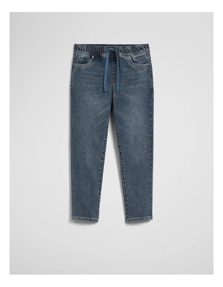 Denim Jogger in Mid Blue Wash image 2