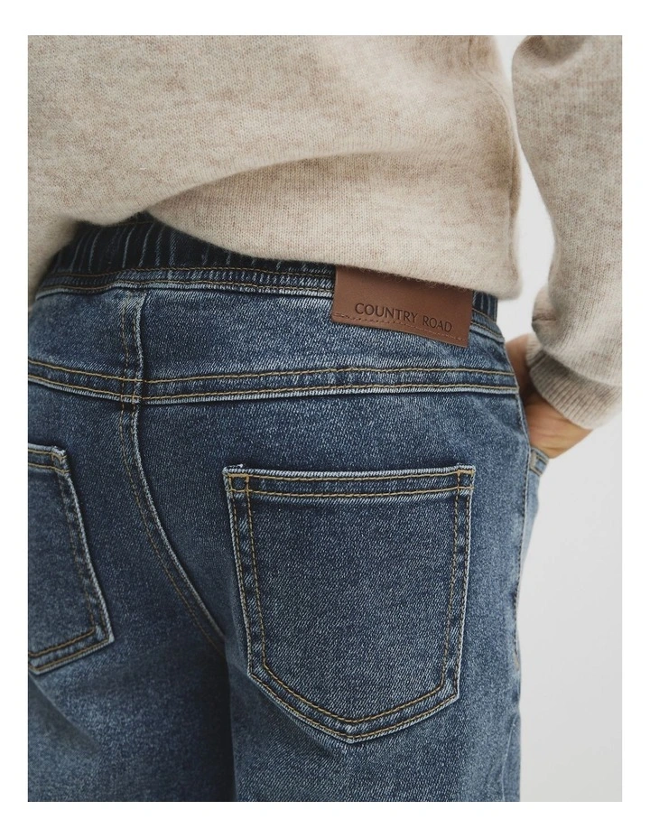 Denim Jogger in Mid Blue Wash image 3