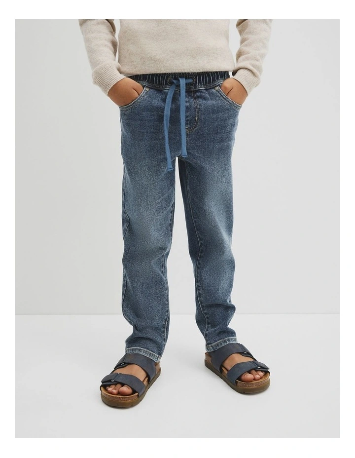 Denim Jogger in Mid Blue Wash image 4