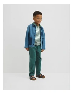 Australian Cotton Pull On Twill Pant in Pine Green