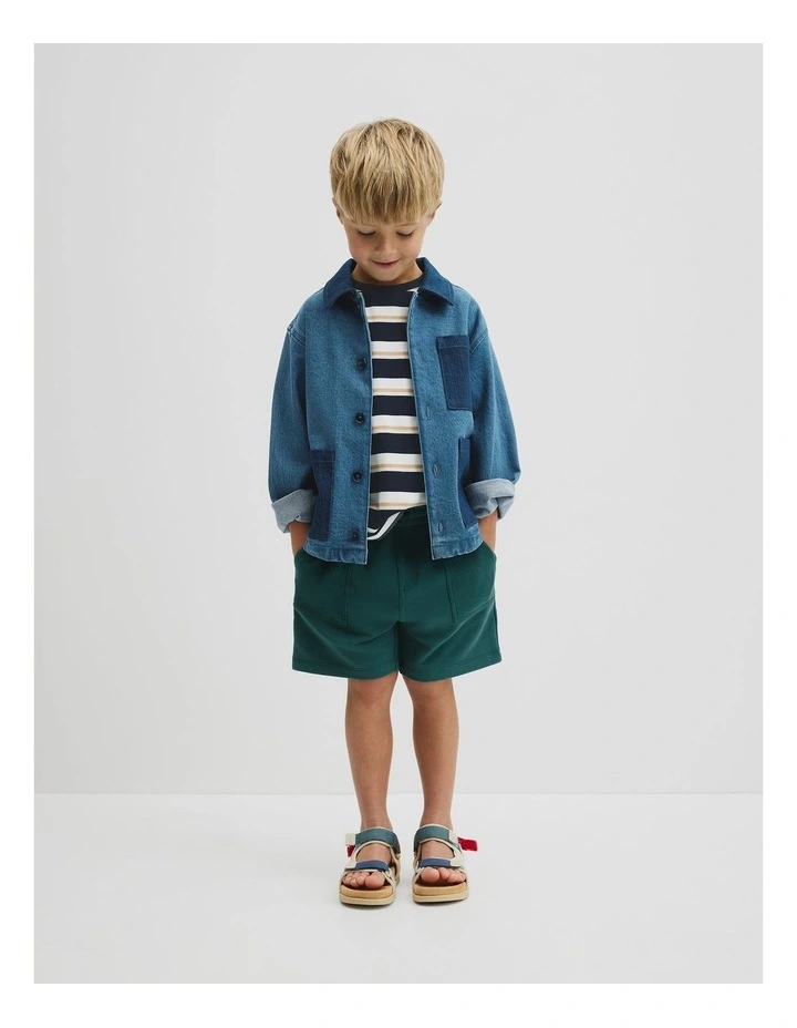 Australian Cotton Pocket Detail Sweat Straight in Pine Green image 1