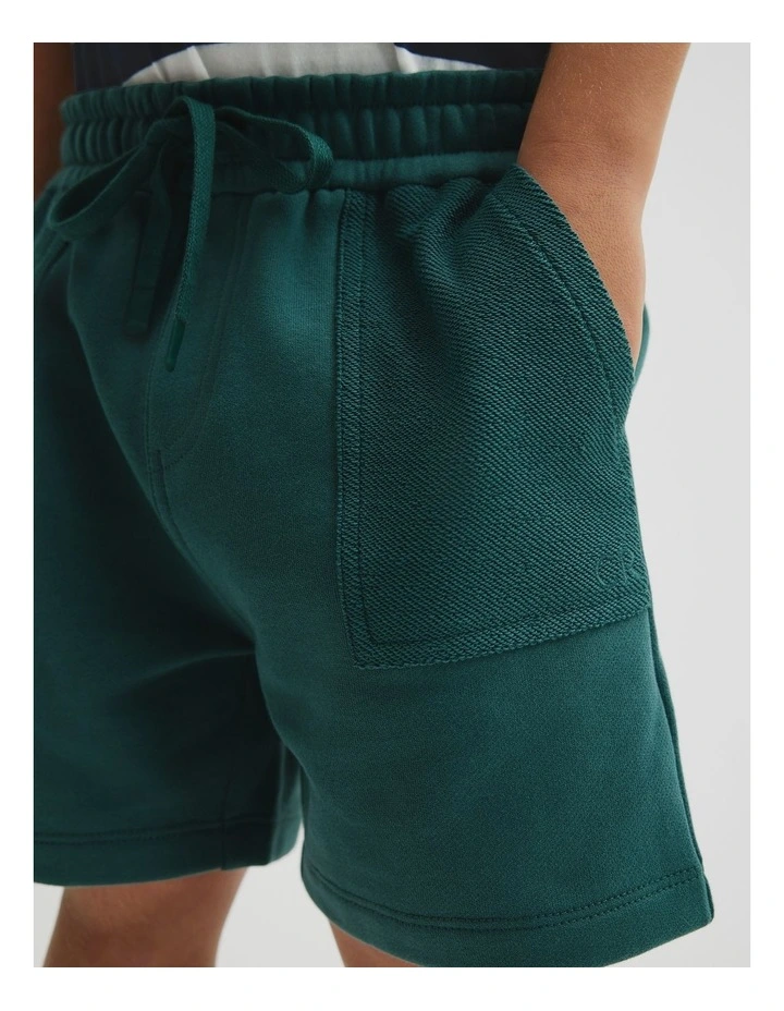Australian Cotton Pocket Detail Sweat Straight in Pine Green image 3