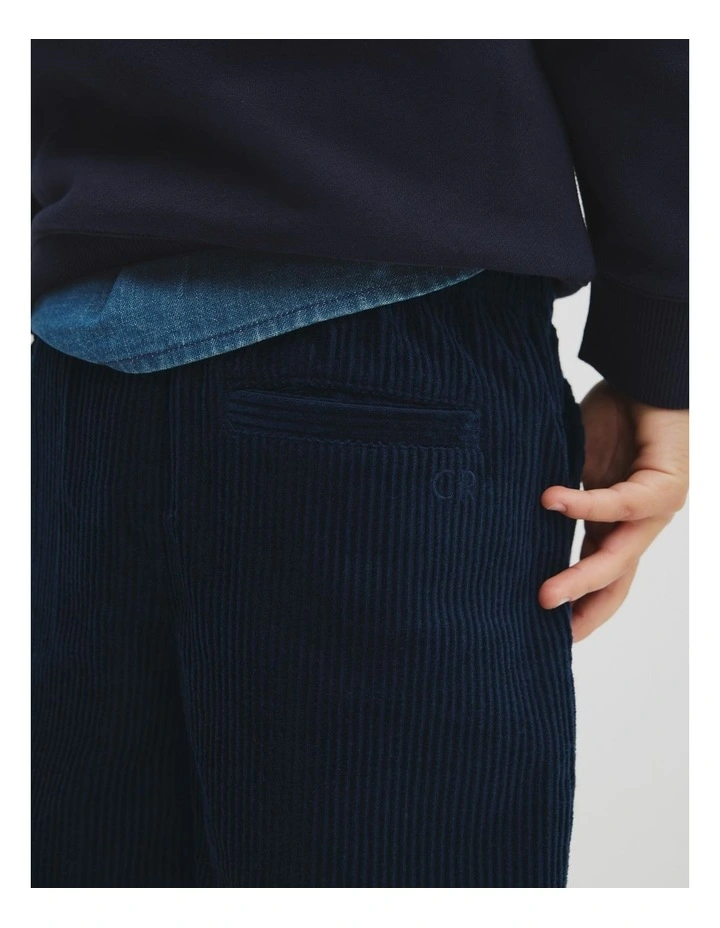 Organically Grown Cotton Pull On Cord Straight in Navy image 3