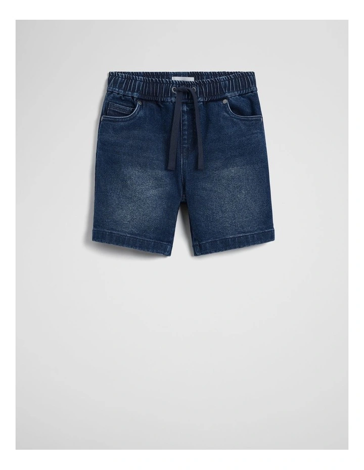 Pull On Denim Straight Pant in Dark Blue Wash image 2