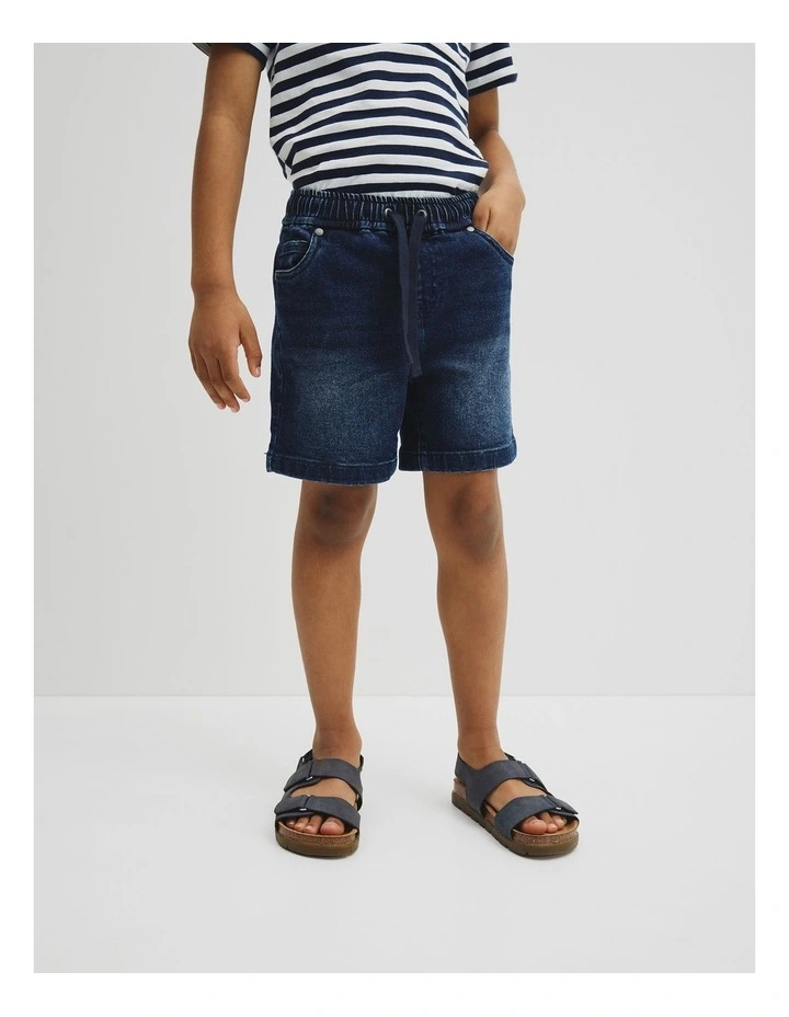 Pull On Denim Straight Pant in Dark Blue Wash image 4