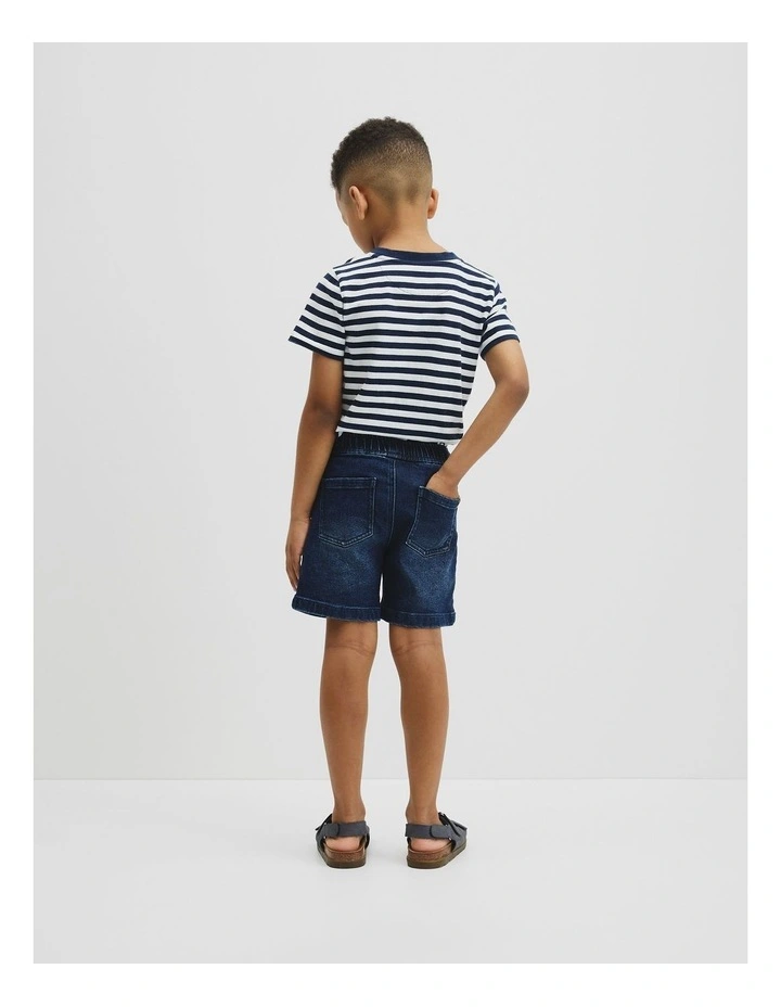 Pull On Denim Straight Pant in Dark Blue Wash image 5