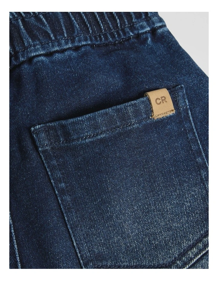 Pull On Denim Straight Pant in Dark Blue Wash image 6