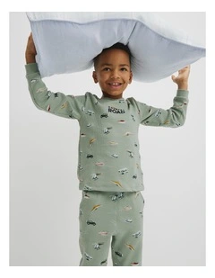 Australian Cotton Long Sleeve Motor Sport Pyjamas in Saltbush