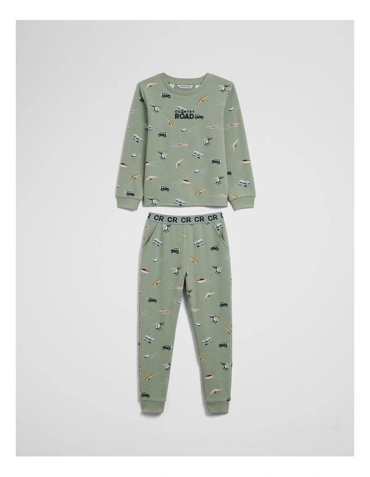 Australian Cotton Long Sleeve Motor Sport Pyjamas in Saltbush image 2