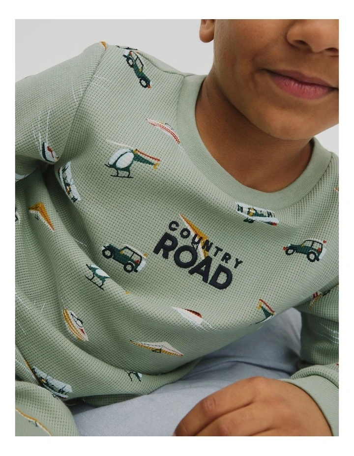 Australian Cotton Long Sleeve Motor Sport Pyjamas in Saltbush image 3
