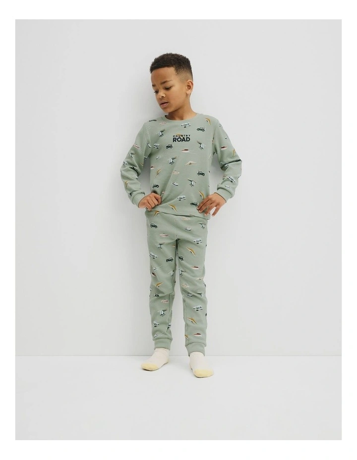 Australian Cotton Long Sleeve Motor Sport Pyjamas in Saltbush image 4