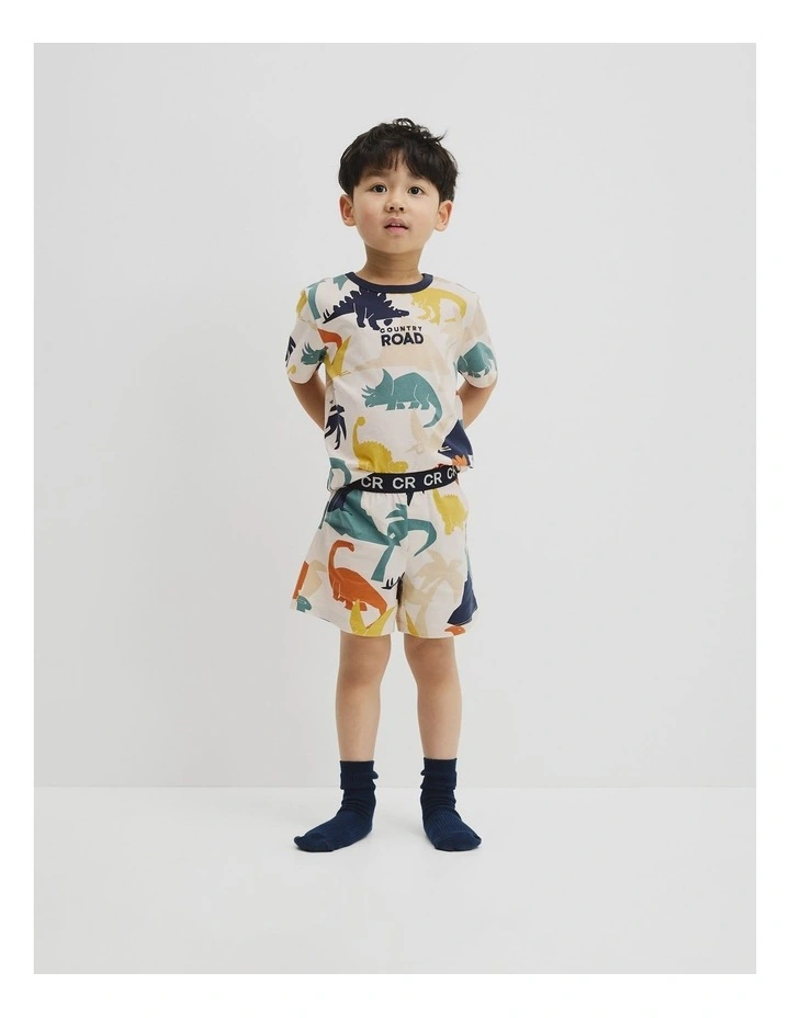 Australian Cotton Short Sleeve Dino Pyjama Set in Multi Print image 1