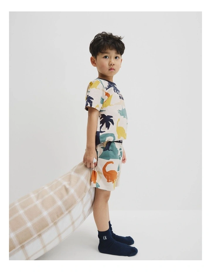 Australian Cotton Short Sleeve Dino Pyjama Set in Multi Print image 4