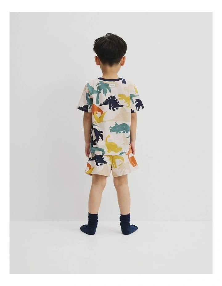Australian Cotton Short Sleeve Dino Pyjama Set in Multi Print image 5